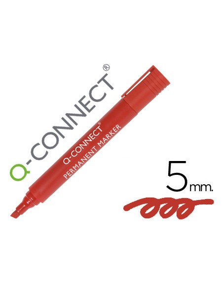 Rotulador q-connect marcador permanente rojo punta biselada 5 mm