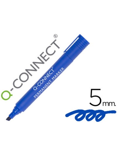 Rotulador q-connect marcador permanente azul punta biselada 5 mm