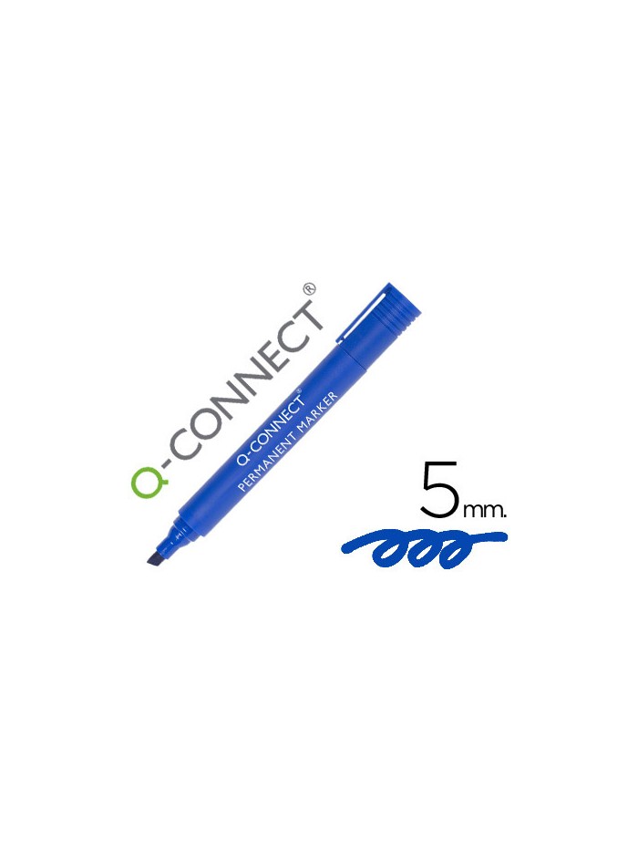 Rotulador q-connect marcador permanente azul punta biselada 5 mm Rotulador q-connect marcador permanente azul punta biselada 5 mm