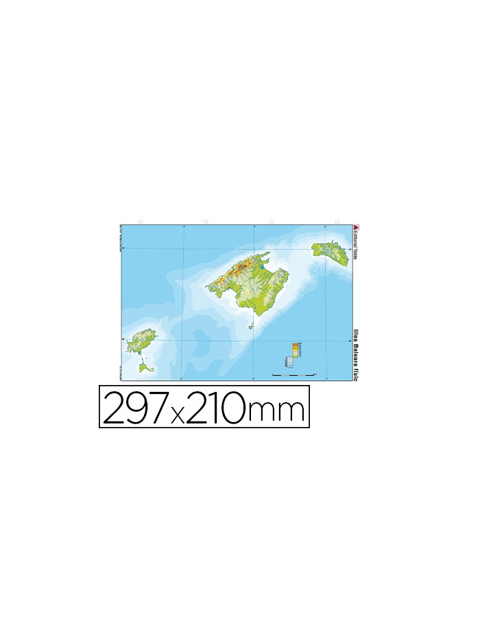Mapa mudo color din a4 islas baleares fisico Mapa mudo color din a4 islas baleares fisico