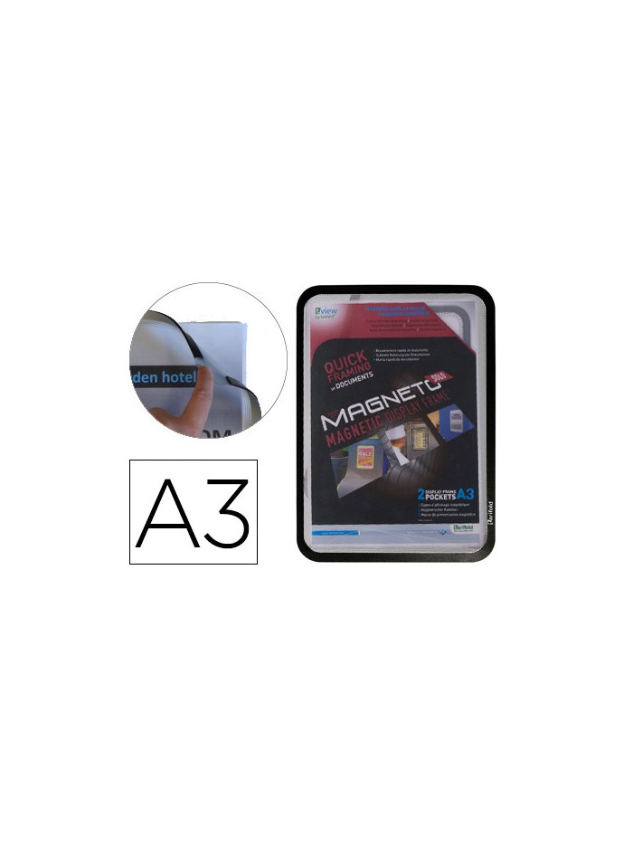 Marco porta anuncios tarifold magneto din a3 con 4 bandas magneticas en el dorso color negro pack de 2 unidades Marco porta anuncios tarifold magneto din a3 con 4 bandas magneticas en el dorso color negro pack de 2 unidades