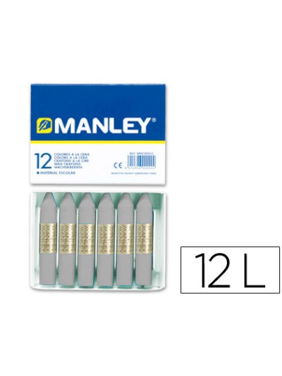 Lapices cera manley unicolor gris n.72 caja de 12 unidades
