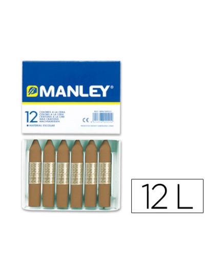 Lapices cera manley unicolor tierra sombra tostado n.68 caja de 12 unidades
