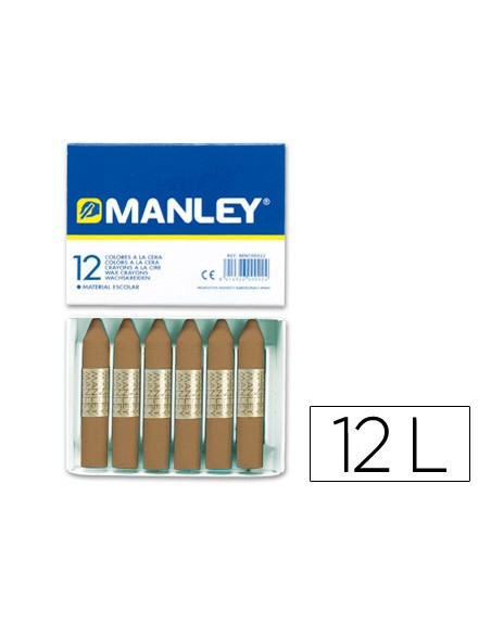 Lapices cera manley unicolor tierra sombra tostado n.68 caja de 12 unidades