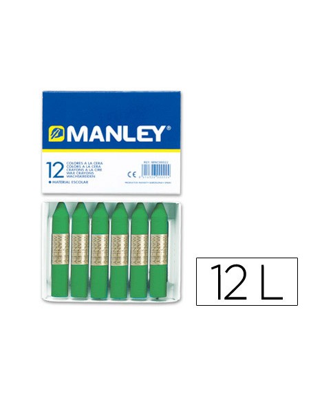 Lapices cera manley unicolor verde primavera n.25 caja de 12 unidades