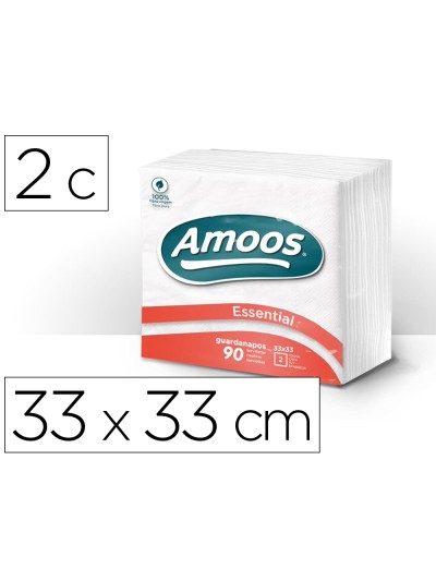Servilleta celulosa amoos 33x33 cm 2 capas paquete de 90 unidades