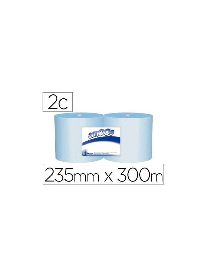 Papel secamanos industrial amoos 2 capas 235 mm x 300 mt color azul paquete de 2 rollos Papel secamanos industrial amoos 2 capas 235 mm x 300 mt color azul paquete de 2 rollos