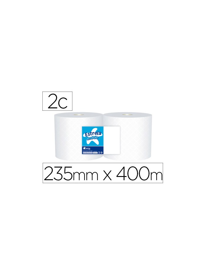 Papel secamanos industrial amoos 2 capas 235 mm x 400 mt paquete de 2 rollos Papel secamanos industrial amoos 2 capas 235 mm x 400 mt paquete de 2 rollos