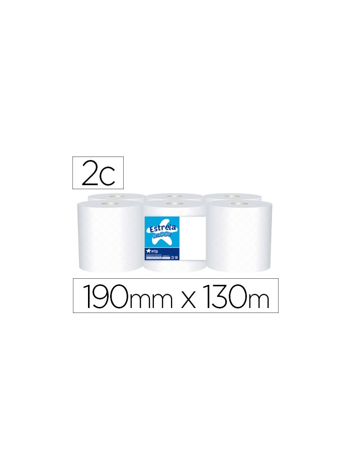 Papel secamanos amoos 2 capas 190 mm x 130 mt paquete de 6 rollos Papel secamanos amoos 2 capas 190 mm x 130 mt paquete de 6 rollos