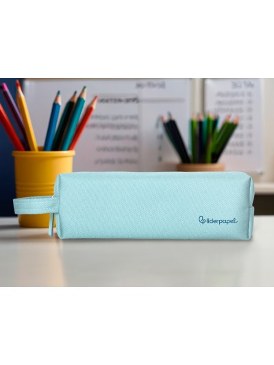 Estuche portatodo liderpapel classic rectangular con asa 210x70mm azul celeste