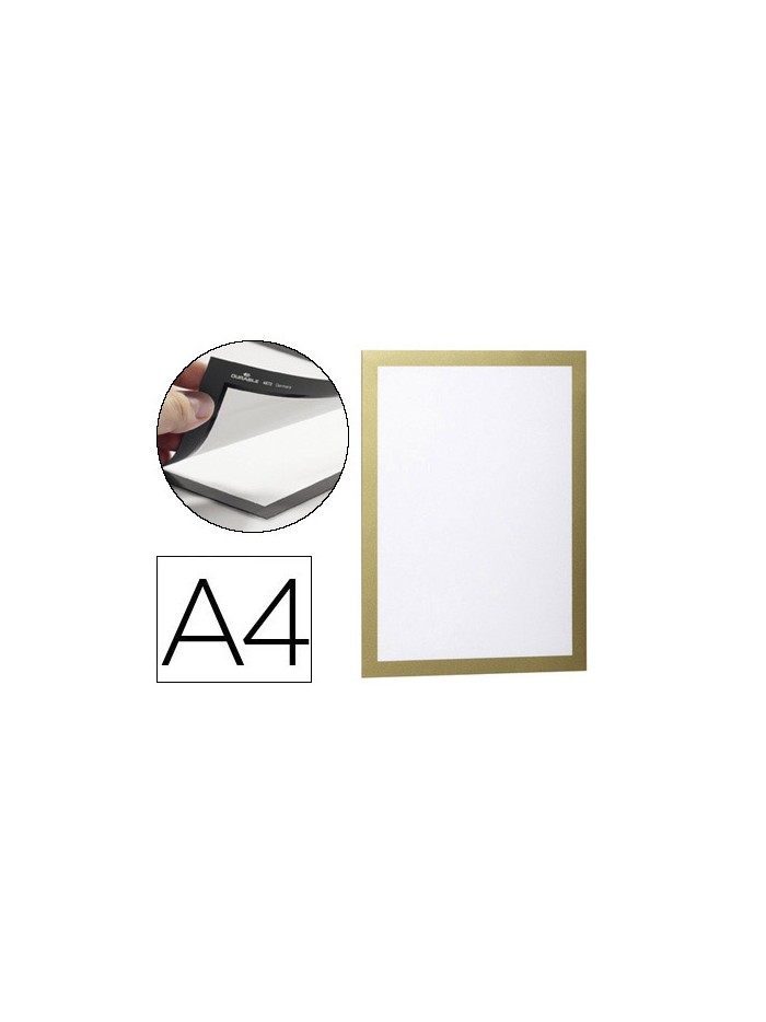 Marco porta anuncios durable magnetico din a4 dorso adhesivo removible color oro pack de 2 unidades Marco porta anuncios durable magnetico din a4 dorso adhesivo removible color oro pack de 2 unidades