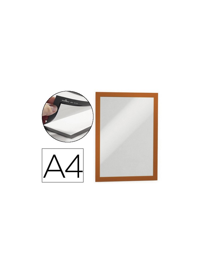 Marco porta anuncios durable magnetico din a4 dorso adhesivo removible color naranja pack de 2 unidades Marco porta anuncios durable magnetico din a4 dorso adhesivo removible color naranja pack de 2 unidades