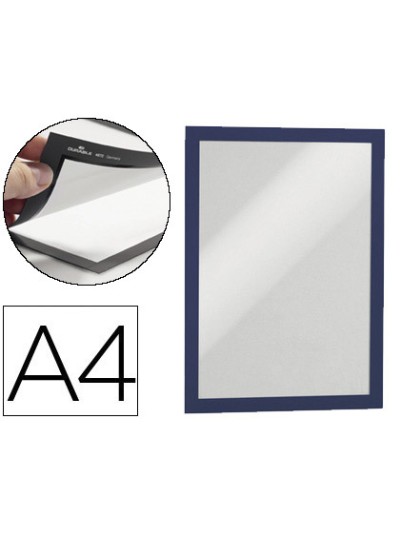 Marco porta anuncios durable magnetico din a4 dorso adhesivo removible color azul pack de 2 unidades