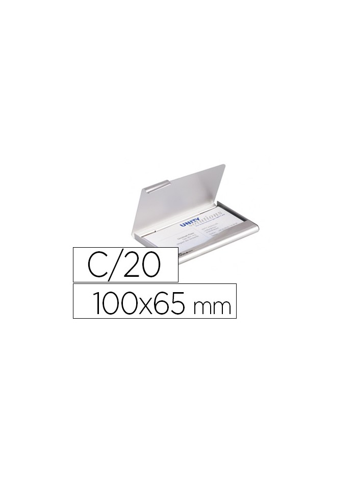 Tarjetero durable aluminio capacidad 20 tarjetas de visitas 55x90 mm color plata 100x65 mm Tarjetero durable aluminio capacidad 20 tarjetas de visitas 55x90 mm color plata 100x65 mm