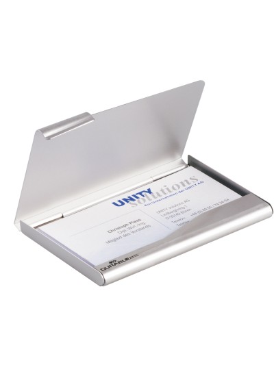 Tarjetero durable aluminio capacidad 20 tarjetas de visitas 55x90 mm color plata 100x65 mm