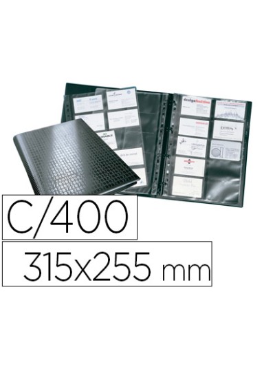 Tarjetero durable din a4 visifix centium 4 anillas 20 fundas con indice alfabetico para 400 tarjetas de visita