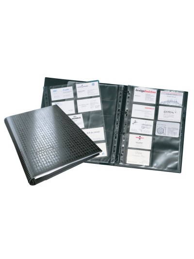 Tarjetero durable din a4 visifix centium 4 anillas 20 fundas con indice alfabetico para 400 tarjetas de visita