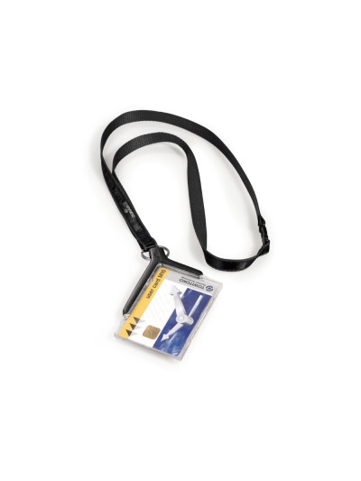 Identificador con cordon plano durable acrilico diagonal 54x85mm