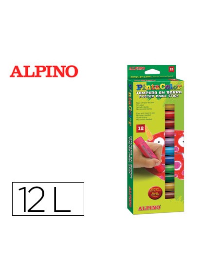 Tempera en barra alpino pintacolor caja de 12 colores surtidos