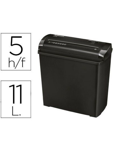 Destructora de documentos fellowes p-25s capacidad de corte 5 hojas corte en tiras papelera 11 litros