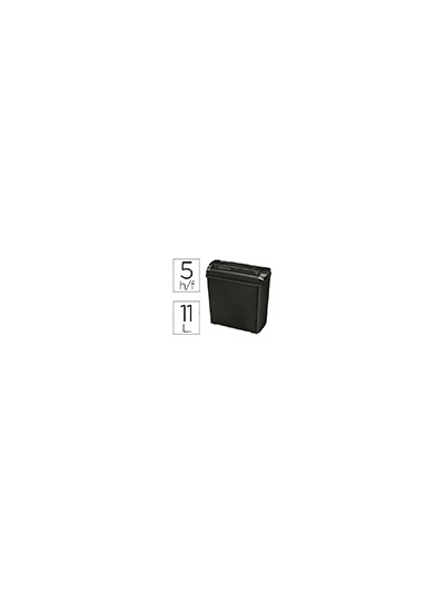 Destructora de documentos fellowes p-25s capacidad de corte 5 hojas corte en tiras papelera 11 litros