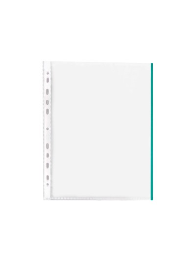 Funda multitaladro q-connect din a4 70 mc cristal con borde colores surtidos bolsa de 25 unidades