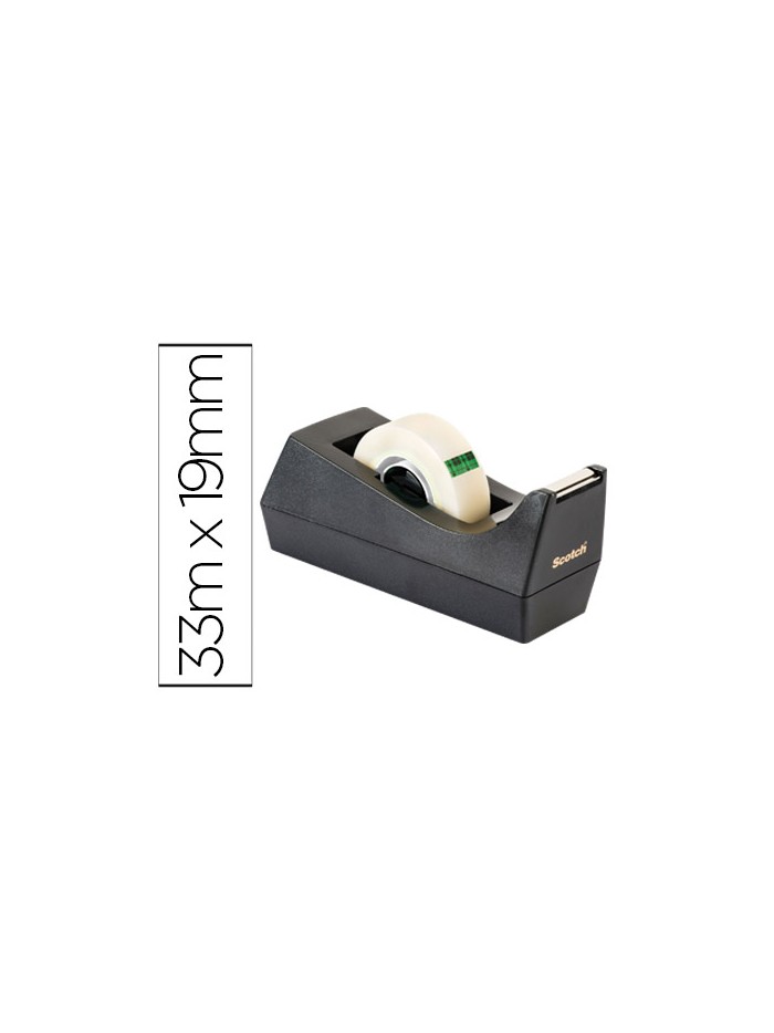 Portarrollo sobremesa scotch c38 color negro incluye 3 cintas scotch magic 33 mt x 19 mm Portarrollo sobremesa scotch c38 color negro incluye 3 cintas scotch magic 33 mt x 19 mm