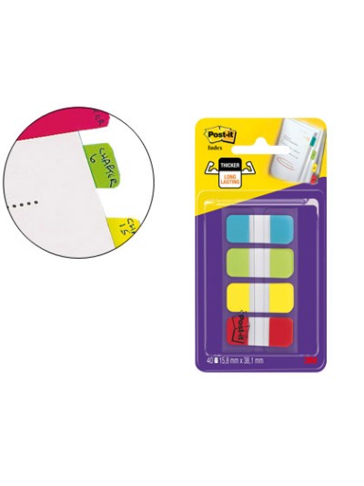 Banderitas separadoras rigidas dispensador 4 colores amarillo azul lima y rojo post-it index 676-alyr-eu