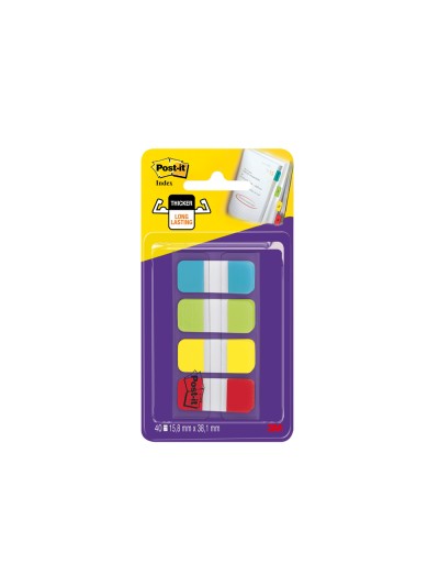 Banderitas separadoras rigidas dispensador 4 colores amarillo azul lima y rojo post-it index 676-alyr-eu