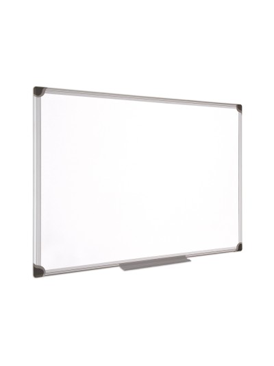 Pizarra blanca bi-office magnetica maya w ceramica vitrificada marco de aluminio 240 x 120 cm con bandeja para