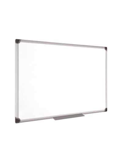 Pizarra blanca bi-office magnetica maya w ceramica vitrificada marco de aluminio 180 x 90 cm con bandeja para