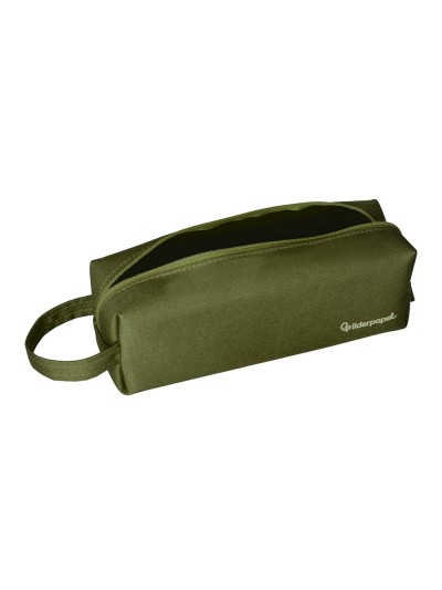 Estuche portatodo liderpapel classic rectangular con asa 210x70mm verde militar