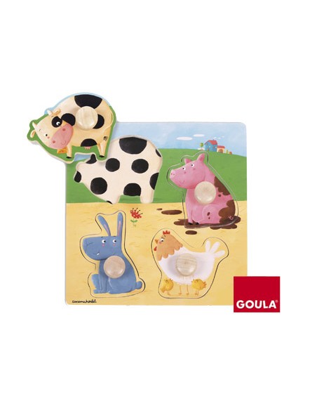 Puzle goula madera 4 piezas animales granja color
