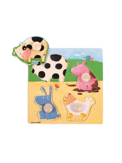 Puzle goula madera 4 piezas animales granja color