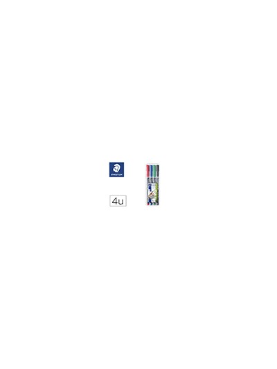Rotulador staedtler lumocolor retroproyeccion punta de fibra permanente 317 wp estuche 4 colores punta media