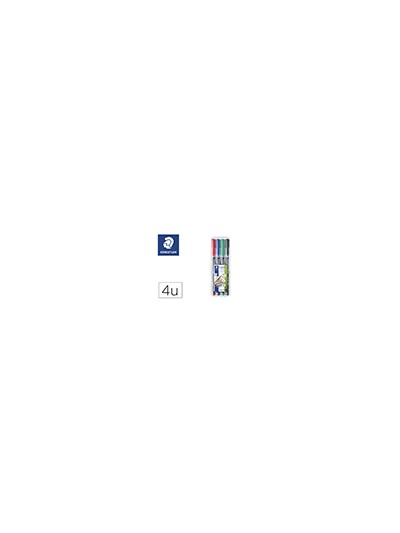 Rotulador staedtler lumocolor retroproyeccion punta de fibra permanente 318 wp estuche 4 colores punta fina