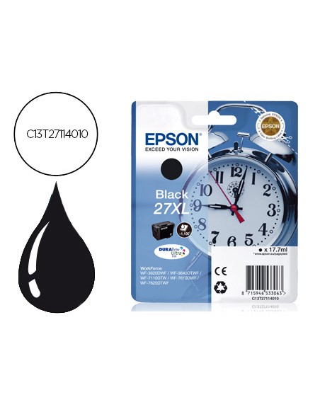 Ink-jet epson 27xl wf 3620 / 3640 / 7110 / 7610 / 7620 negro -1.100 pag-