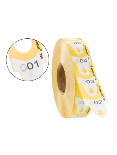 Tickets turnomatic 31x67 mm color amarillo rollo 4000 tickets