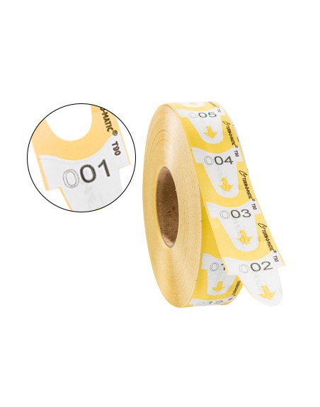 Tickets turnomatic 31x67 mm color amarillo rollo 4000 tickets