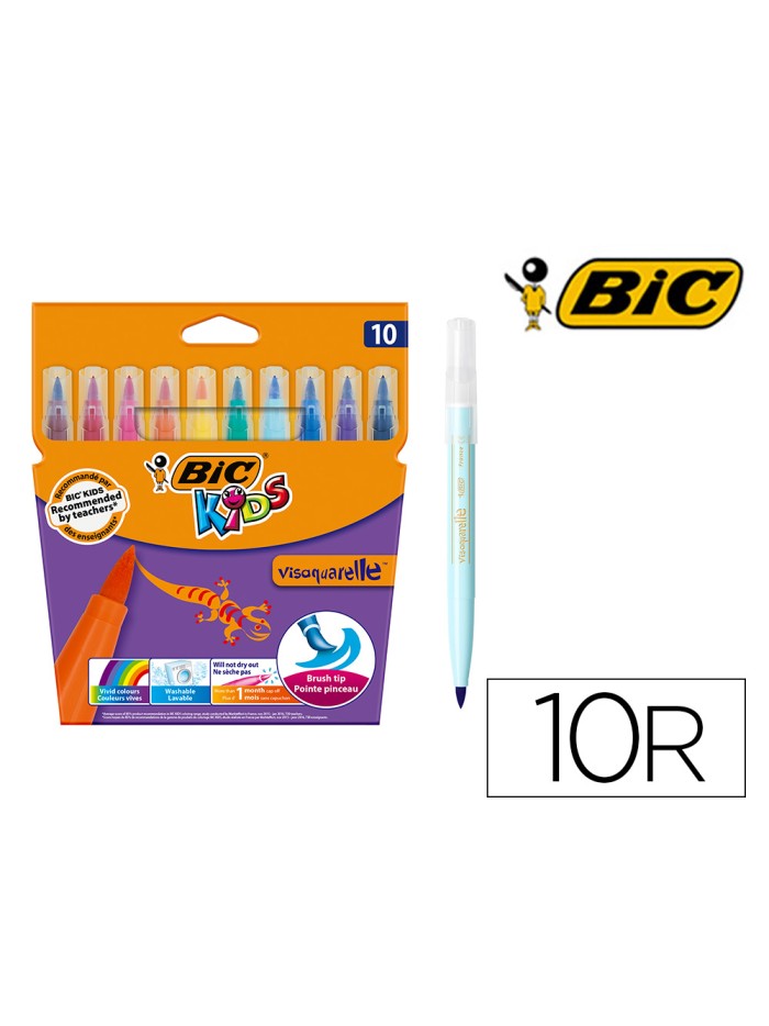 Rotulador bic kids visaquarelle estuche de 10 colores punta pincel tinta base de agua Rotulador bic kids visaquarelle estuche de 10 colores punta pincel tinta base de agua