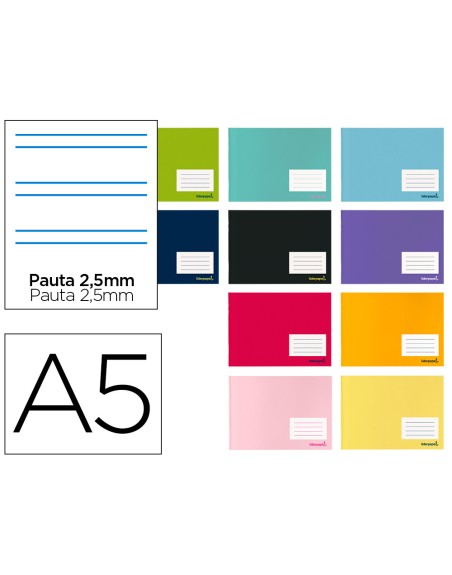 Libreta liderpapel smart a5 apaisada 32h 60g/m2 pauta 2,5 mm con margen