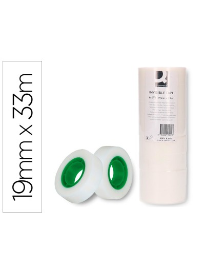 Cinta adhesiva q-connect invisible 33 mt x 19 mm pack de 8 unidades