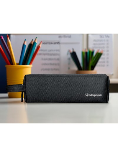 Estuche portatodo liderpapel classic rectangular con asa 210x70mm negro