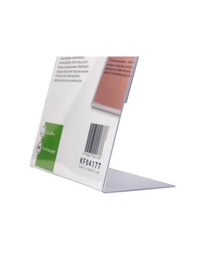 Expositor sobremesa q-connect con forma de l metacrilato tamaño 213x300 mm