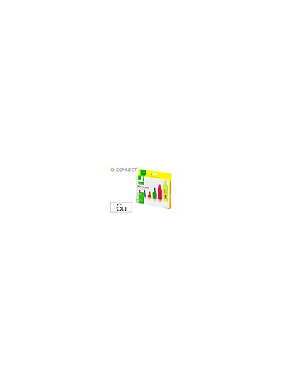 Rotulador q-connect fluorescente punta biselada caja de 6 unidades colores surtidos
