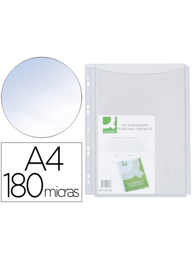 Funda multitaladro q-connect con fuelle din a4 pvc 180 mc bolsa de 5 unidades