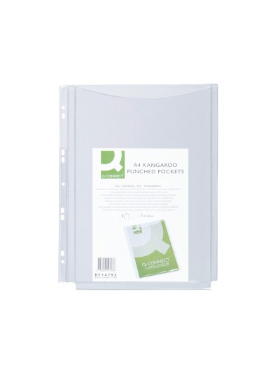 Funda multitaladro q-connect con fuelle din a4 pvc 180 mc bolsa de 5 unidades