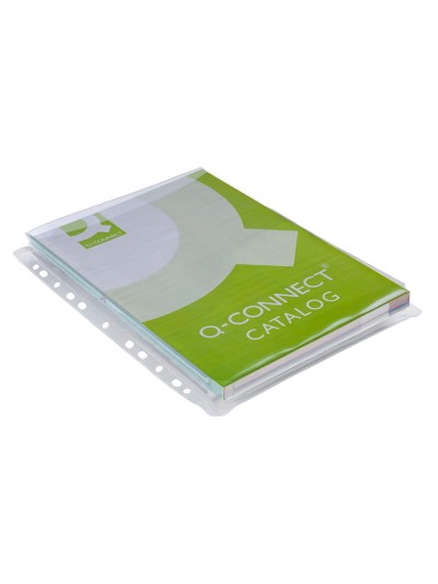 Funda multitaladro q-connect con fuelle din a4 pvc 180 mc bolsa de 5 unidades