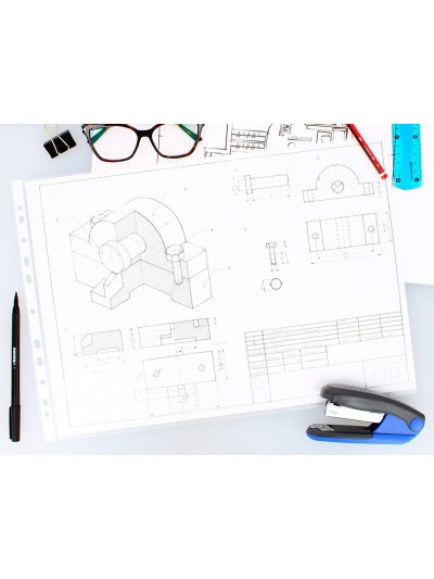 Funda multitaladro q-connect din a3 apaisada 80 micras cristal con apertura superior - bolsa de 10
