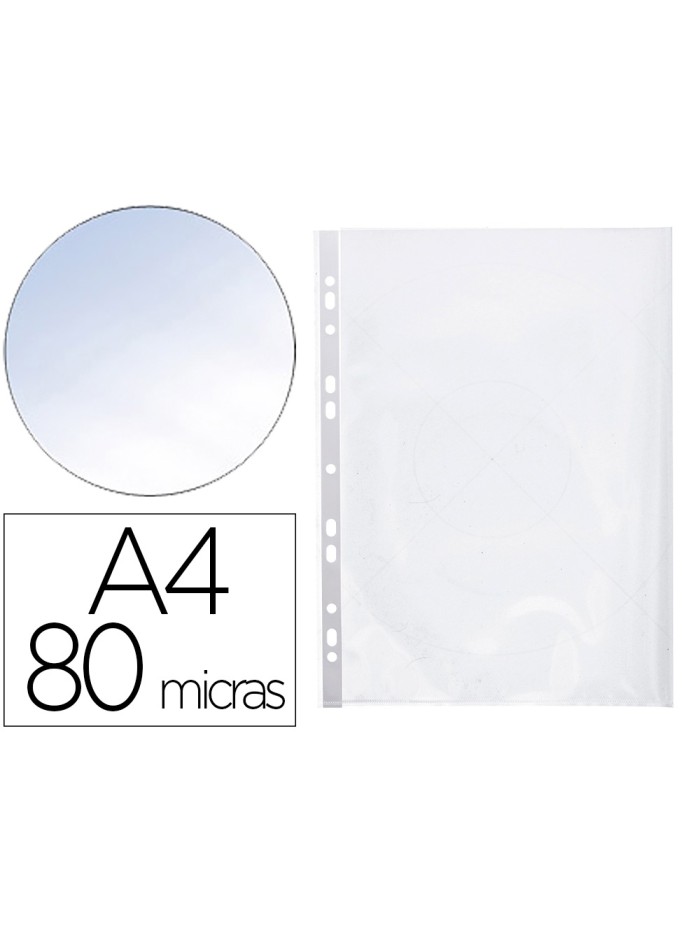 Funda multitaladro q-connect din a4 80 micras cristal bolsa de 25 unidades con apertura superior y lateral izquierda Funda multitaladro q-connect din a4 80 micras cristal bolsa de 25 unidades con apertura superior y lateral izquierda